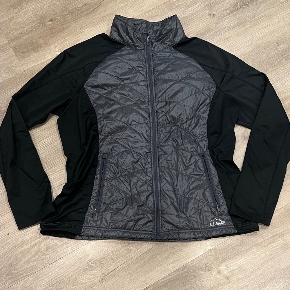 L.L. Bean Women's Black and Charcoal Quilted Hybrid Puffer Jacket